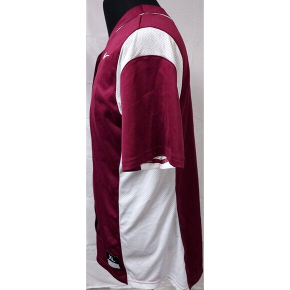 NIKE Mens XL Maroon White Short Sleeve Baseball Button Up Logo Jersey - Picture 6 of 13